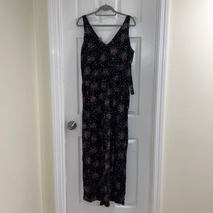 Ann Taylor Loft black and Pink Floral Jumpsuit. Size medium.